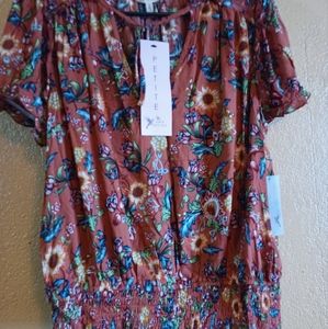 Woman's Blouse "Cult Of Design" Floral Size/XL Petite NWT#B0027